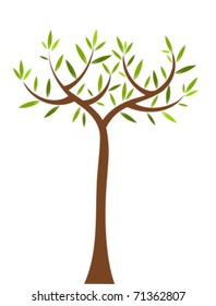 Symbolic tree with long trunk. Vector illustration
