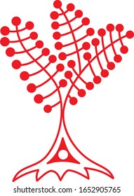 Árbol simbólico de líneas simples. Logo de dibujo animado estilizado. Gráfico de arte vectorial.