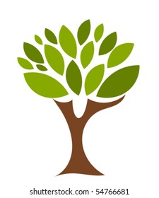 Symbolic tree with single leaves vector illustration