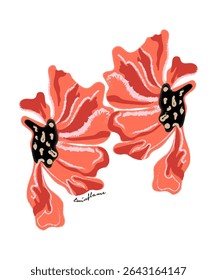 Um vetor simbólico ilustração de um twinflame abstrato — asas florais espelhadas assemelhando-se dois amantes de frente, evocando conexão espiritual, harmonia e amor poético.