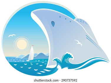  Symbolic vector illustration of dedicated to cruise, seaside holiday, and travel.