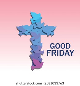 A symbolic vector illustration for Good Friday, featuring a cross creatively formed by flying doves, representing peace, faith, and the sacrifice of Jesus Christ. 