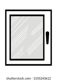 Symbolic vector illustration of plastic window. Silhouette style. Motives of interior, architecture, construction