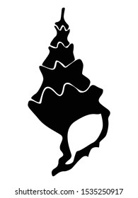 Symbolic vector illustration of sea shell. Silhouette style. Motives of wildlife, nature, natural object