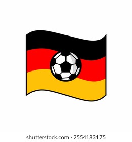 Symbolic vector illustration of a soccer ball and the Germany flag, symbolizing national pride and passion for football. Perfect for concepts related to football sport events.