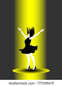 symbolic vector illustration of woman in an imaginary space