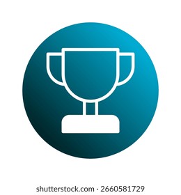 Icono simbólico de un trofeo de Vector que representa el éxito en un diseño de gradiente circular y la calidad del Vector