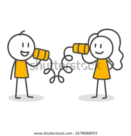 A symbolic visual prepared with stick figures, portraying the most basic form of communication. 
