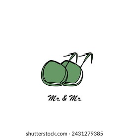 symbolic Wedding Invitations for Same-Sex Couples - green color painting