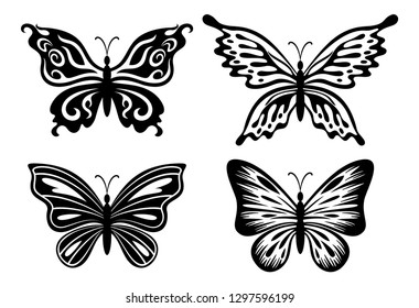 Fairy Wings Outlines Set Isolated On Stock Vector (Royalty Free ...