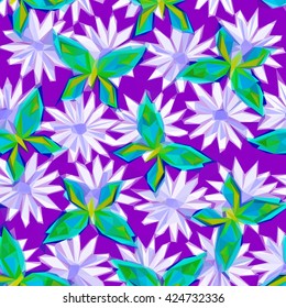 Symbolical Colorful Butterflies and Flowers, Floral Ornament, Polygonal Pattern, Low Poly Background. Vector