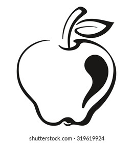 Symbolical Fruit, Apple Monochrome Black Pictogram Icon Isolated on White Background. Vector