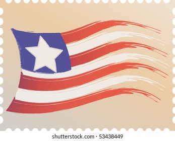 The symbolical image of a flag USA on a stamp