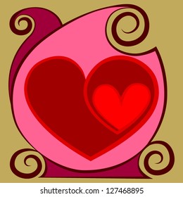 the symbolical image of two hearts,against an abstract flower