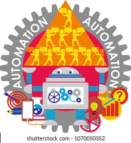 Symbolical representation of automation capabilities. Vector illustration