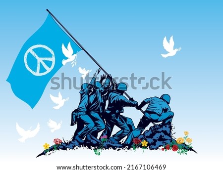 To symbolise the need for peace in all conflicts in this turbulent world. As flag raising scenes usually occur after a victory in times of war there is now a stronger need for a flag raising for peace