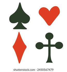 symbolism of playing cards in vector in flat style. objects for design, logo, sticker, poster, print