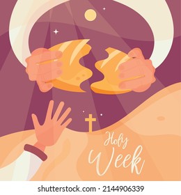 Symbolization of the breaking of bread Holy week Vector