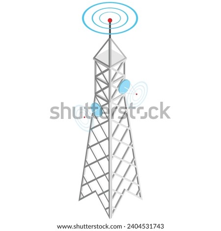 Symbolize communication and connectivity with this sleek isometric telecom tower icon, perfect for tech and infrastructure projects.