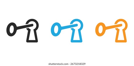 Symbolisieren Sie Sicherheit, Zugriff und Datenschutz mit dieser klassischen Key- und Keyhole-Grafik, die sich ideal für digitale Logins, sichere Systeme und privaten Datenschutz eignet.