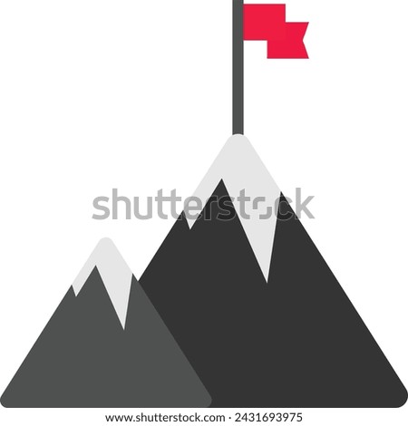 Symbolized Targeted Destination with Fireworks concept, pennant flag on peak vector icon design, Boosting productivity abilities Symbol, business motivation Sign, Enterprise impetus illustration
