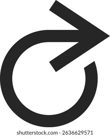 Symbolizing continuous processes, a circular arrow pointing right represents ongoing development, an infinite loop, and the concept of refreshing or updating actions
