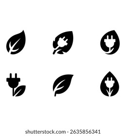 Symbolizing ecofriendly energy solutions with clean leaf and plug icons. Represents sustainable innovation in minimalist style and neutral tones.
