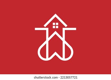 Symbolizing a house in the heart as a line art icon.