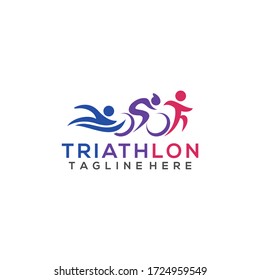 Symbolizing Triathlon Logo Icons Buttons Swimming, Cycling and Running Outdoor Sport Vector Template