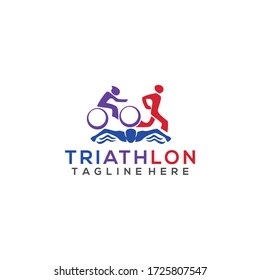 Symbolizing Triathlon Logo Icons Buttons Swimming, Cycling and Running Outdoor Sport Vector Template