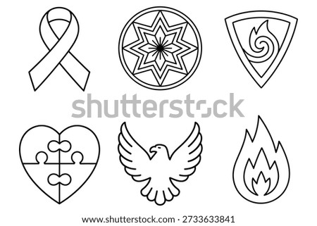 Symbols of awareness unity protection courage and passion
