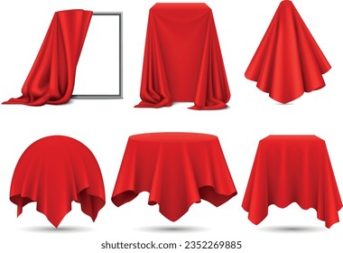 symbols to be used in the designs of red drapes, red cloth, sheets and red curtains on a white background. vector.