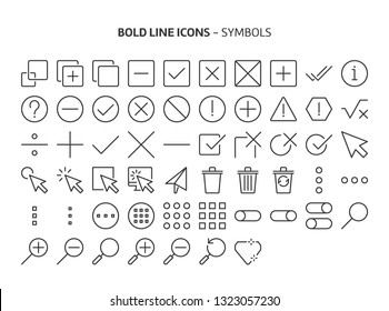 Symbols, bold line icons. The illustrations are a vector, editable stroke, 48x48 pixel perfect files. Crafted with precision and eye for quality.