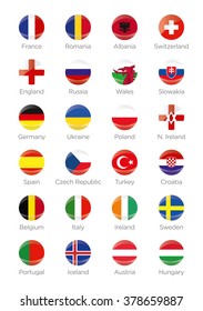 Symbols Buttons of the participating countries to the final soccer tournament of Euro 2016 in france