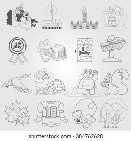 Symbols of Canada set of outline patterns.