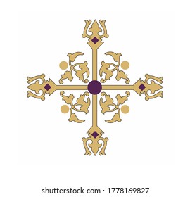 SYMBOLS OF THE CATHOLIC CHURCH, WITH CROSSES DECORATED FOR SACRED DRESSES	