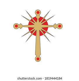 
SYMBOLS OF THE CATHOLIC CHURCH WITH CROSSES DECORATED GOLD