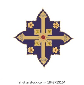 SYMBOLS OF THE CATHOLIC CHURCH, WITH CROSSES DECORATED FOR SACRED DRESSES