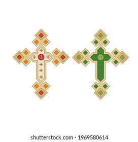 SYMBOLS OF THE CATHOLIC CHURCH, WITH CROSSES DECORATED FOR SACRED DRESSES