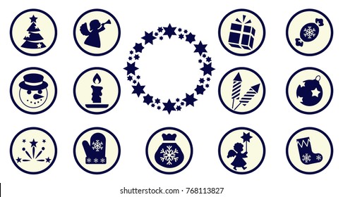 Symbols of Christmas. Set of vector icons.
