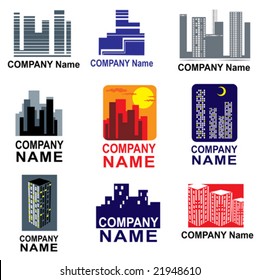 Symbols with city - can be used for real estate development, housebuilding