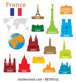 Symbols city to France. Vector illustration for you design