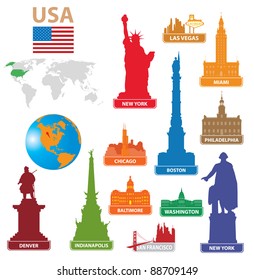 Symbols city USA. Vector illustration for you design