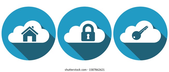 Symbols for cloud computing. Smart home, cloud security and password 