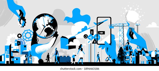 Symbols for Construction, Technological Innovation and Sustainable Future - Shutterstock ID 1896463186