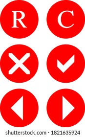 symbols for copyright and right of property, Registered, Icon of Right Wrong and Left Right