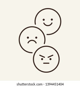 Symbols for customer feedback line icon. Approval, dislike, angry reaction. Web business concept. Vector illustration can be used for topics like rate, survey, positive or negative feedback