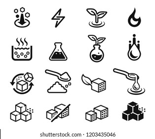 Symbols of different sugar qualification(icon concept). Sweet nutrition product sign.