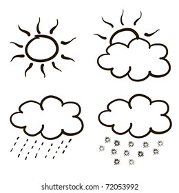 Symbols of different weather. A children's sketch