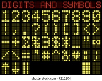 Symbols and digits. Matrix. Vector illustration.